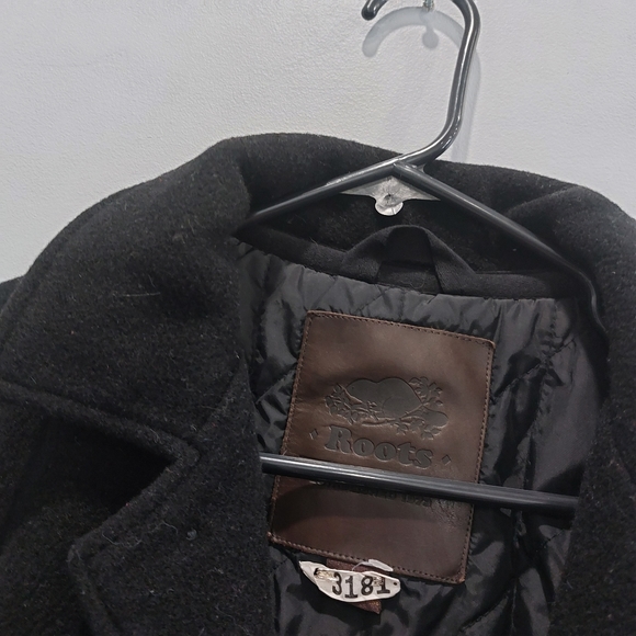 Roots Men's Black Wool Peacoat Jacket Small - Picture 2 of 5
